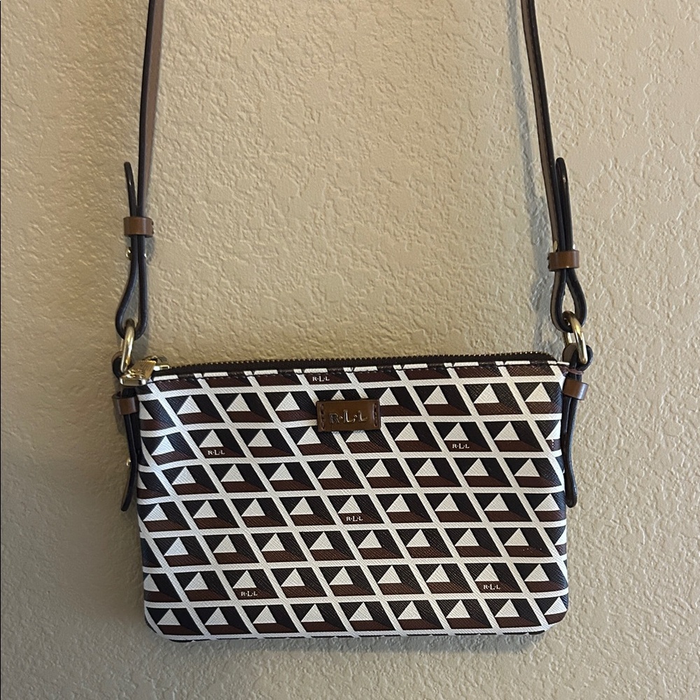Brown and White Crossbody Bag RLL